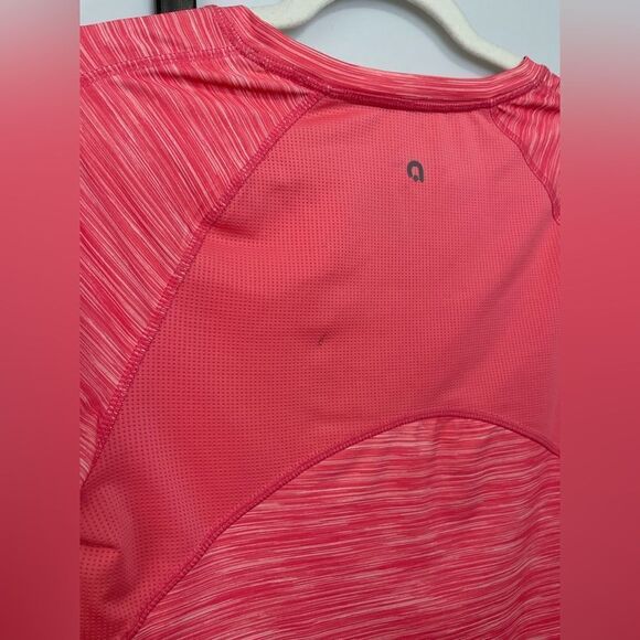 [S] Hyba Bright Neon Pink Heathered V-Neck Short Sleeve Activewear Top Women’s - Picture 7 of 10